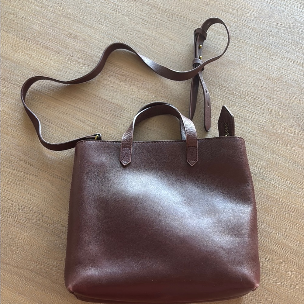 Madewell Burgundy Leather Tote Bag